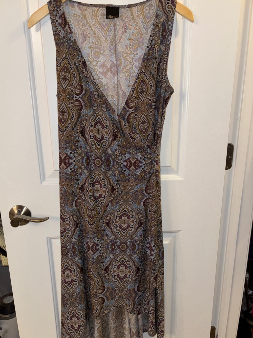 To the Max! V-Neck Paisley Print Midi Wrap Dress - Brown Multi